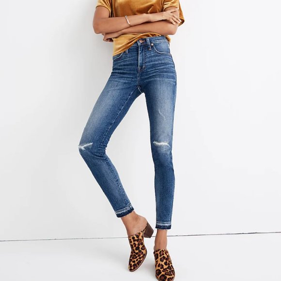 Madewell Denim - NWT! Madewell 9" Mid-Rise Skinny Jeans York Wash Rip and Repair Edition Size-27